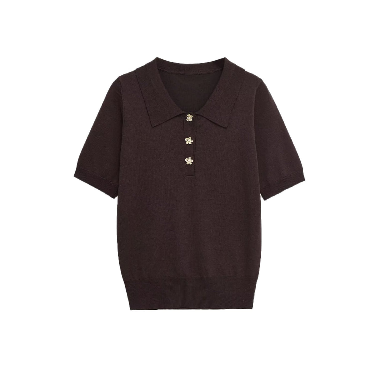 Button Front Fitted Knit Top
