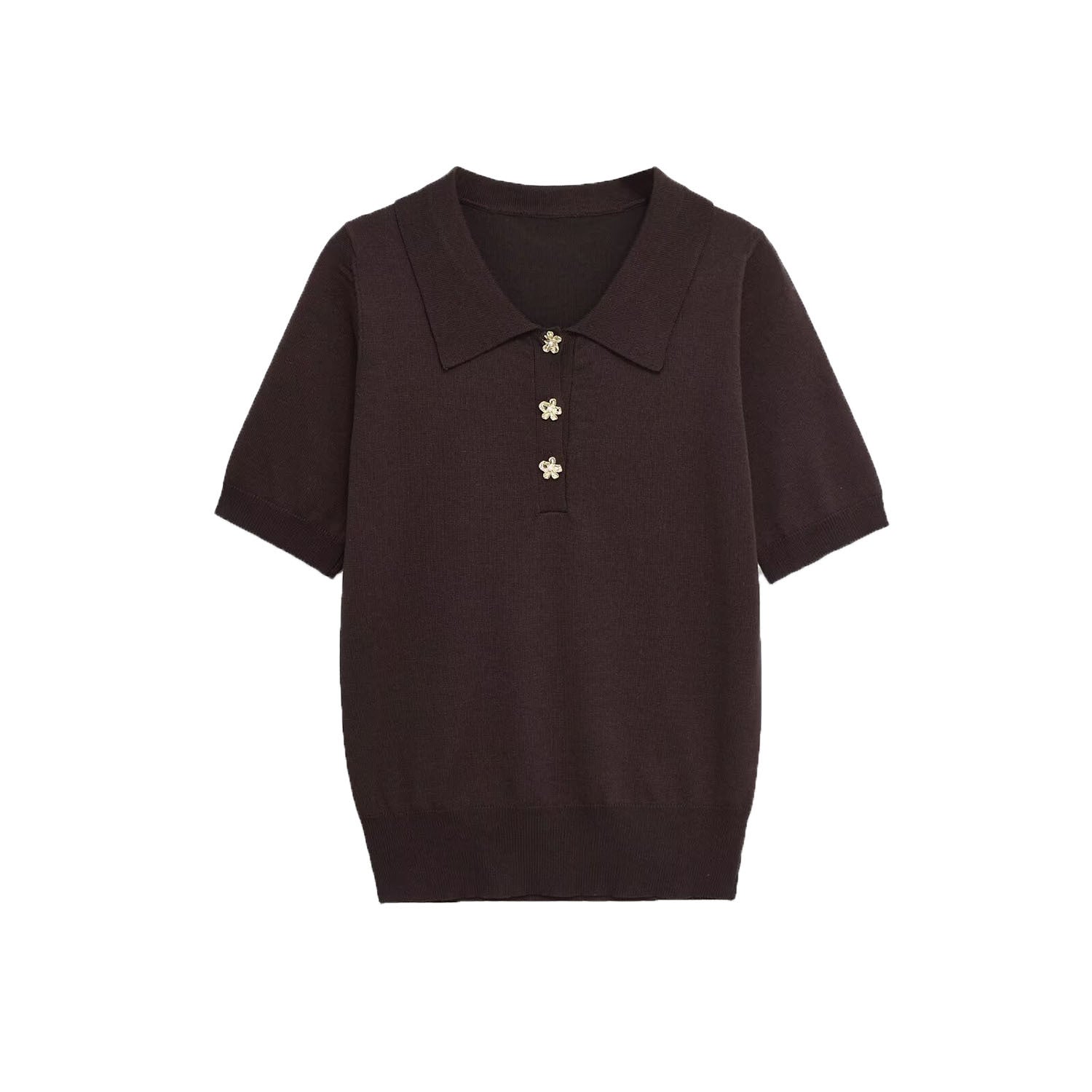Button Front Fitted Knit Top