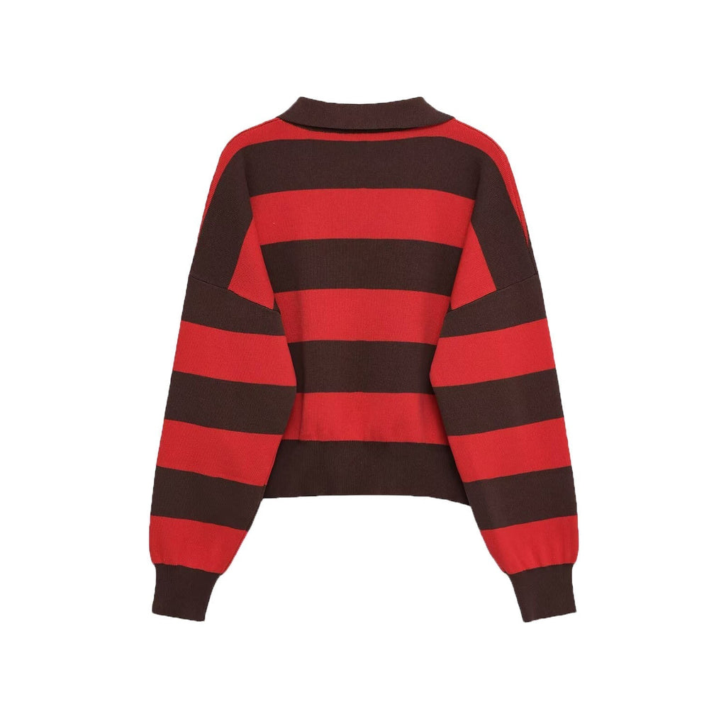 Striped Cropped Crew Neck Sweater