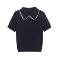 Contrast Collar Fitted Knit Top