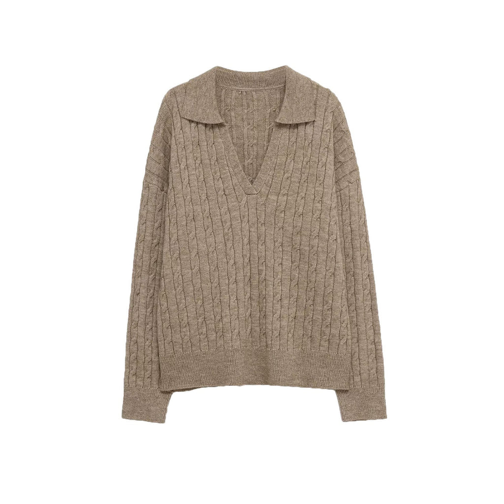 Cable Knit V-Neck Sweater