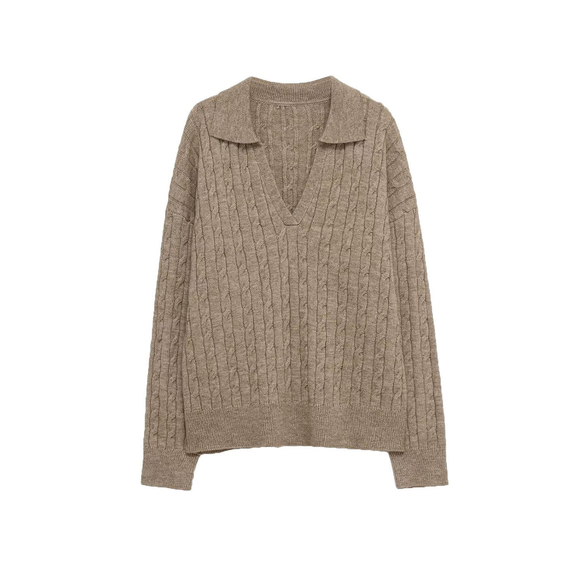 Cable Knit V-Neck Sweater