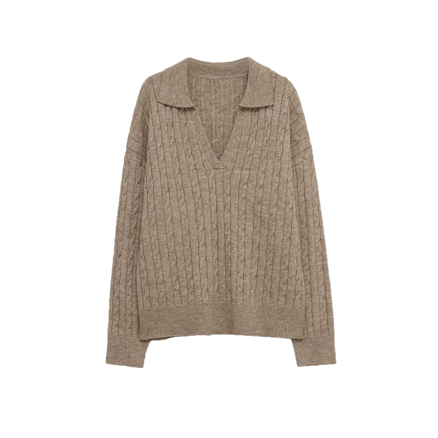 Cable Knit V-Neck Sweater