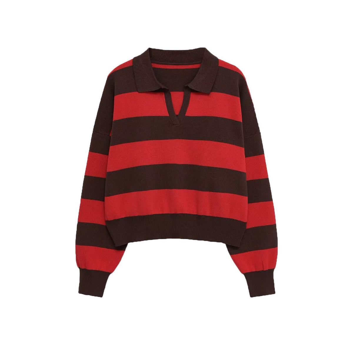 Striped Cropped Crew Neck Sweater
