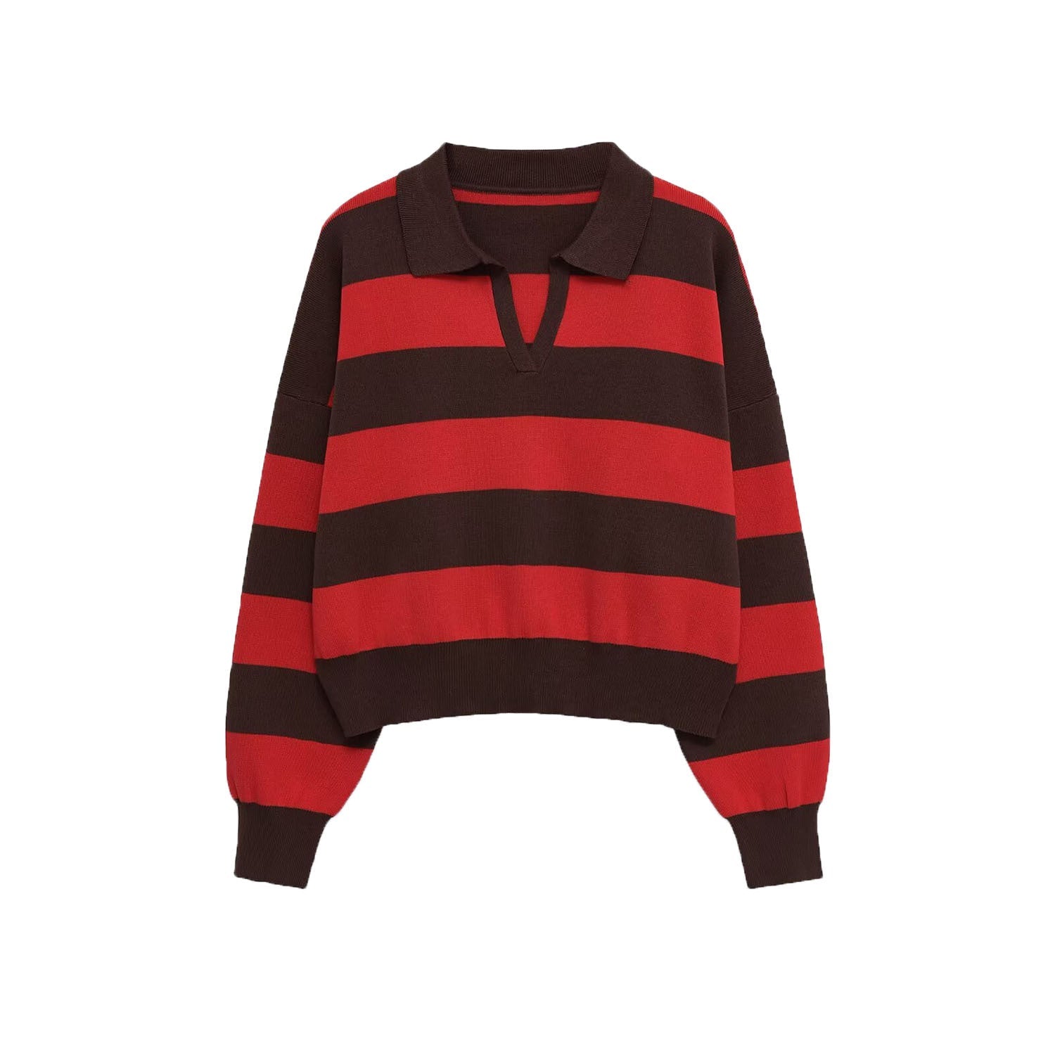 Striped Cropped Crew Neck Sweater