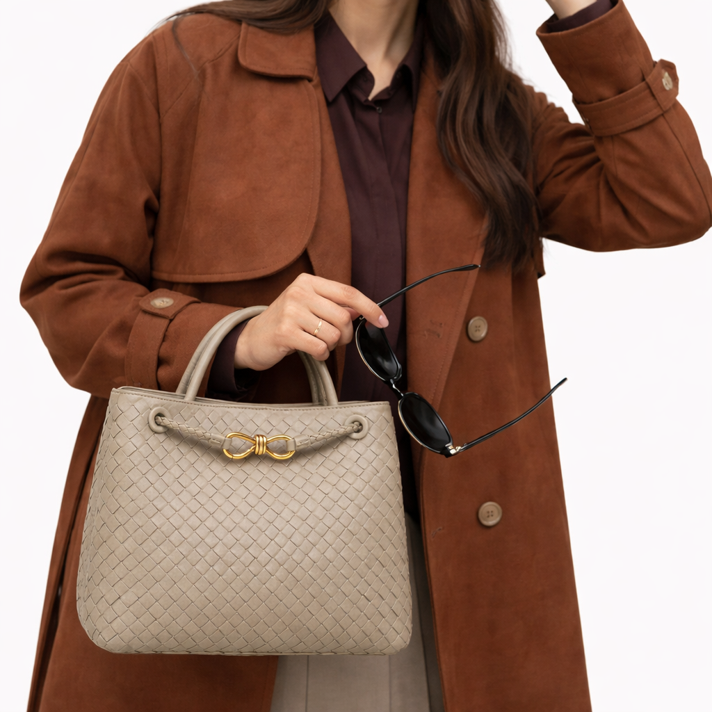 Woven Vegan Leather Tote Bag