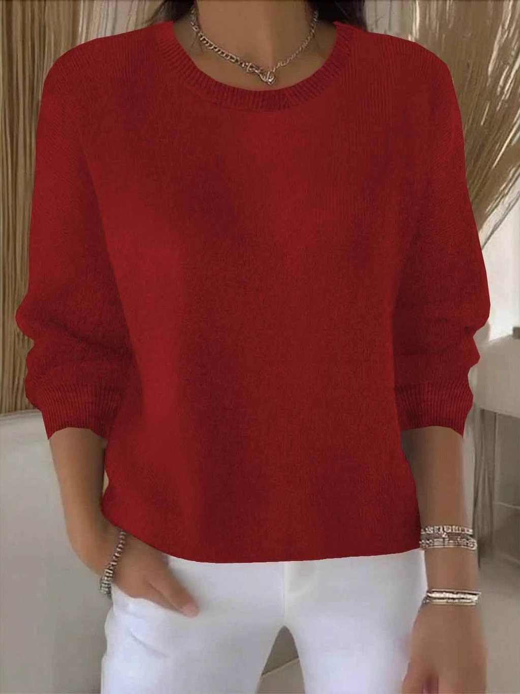 Relaxed Long Sleeve Knit Sweater