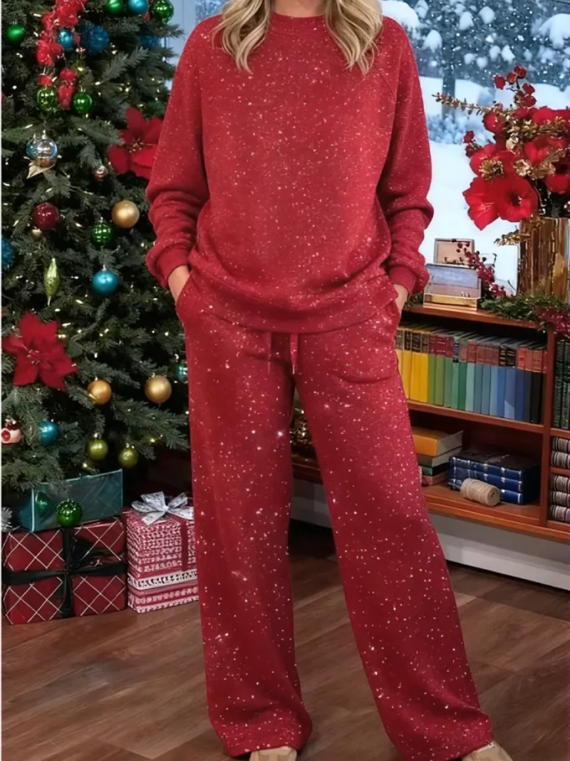 Women's Knit Lounge Set Two-Piece Speckled Tracksuit