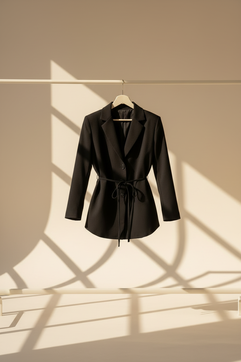 Tie Waist Single Breasted Blazer