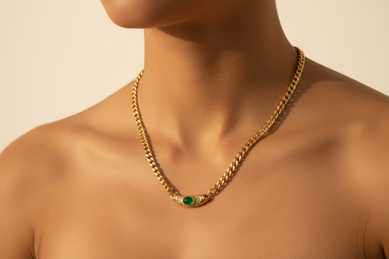 Stone Pendant Necklace | Gold-Plated | Ivory Nova