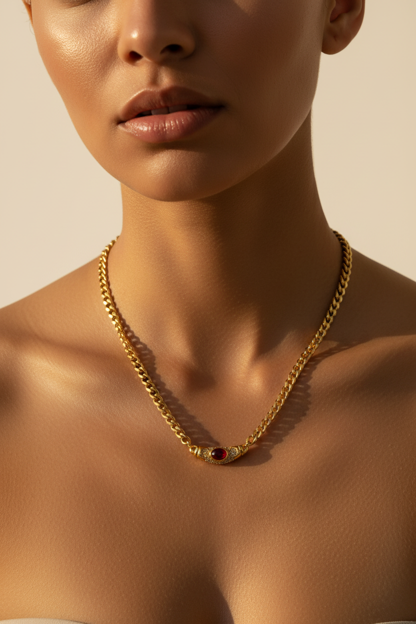 Stone Pendant Necklace | Gold-Plated | Ivory Nova