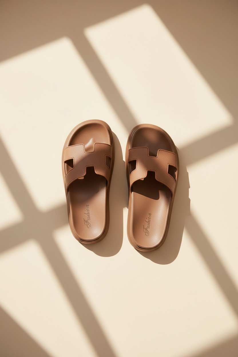 H-Strap Platform Slide Sandals