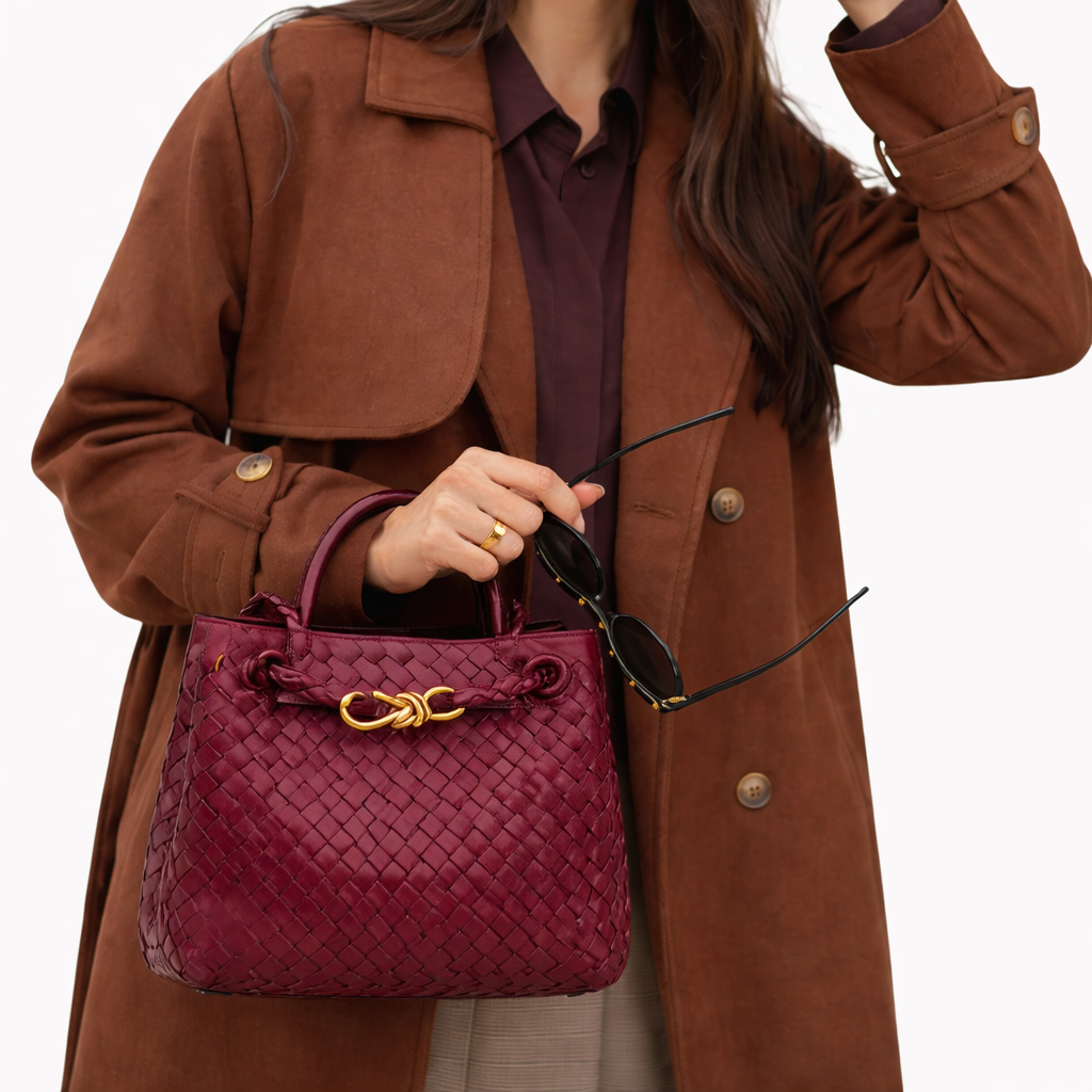 Woven Vegan Leather Tote Bag