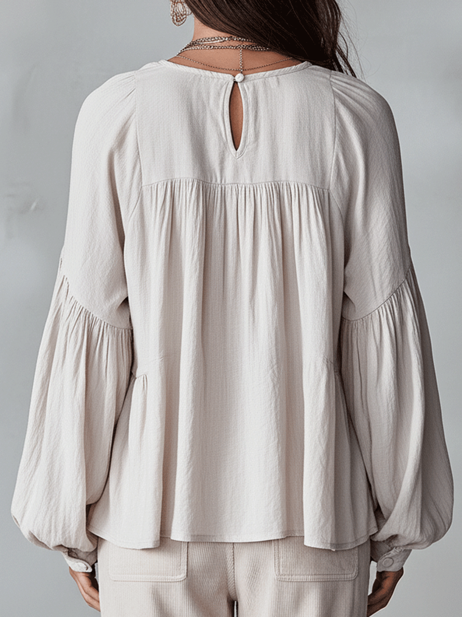 Ruffle V-Neck Tiered Blouse