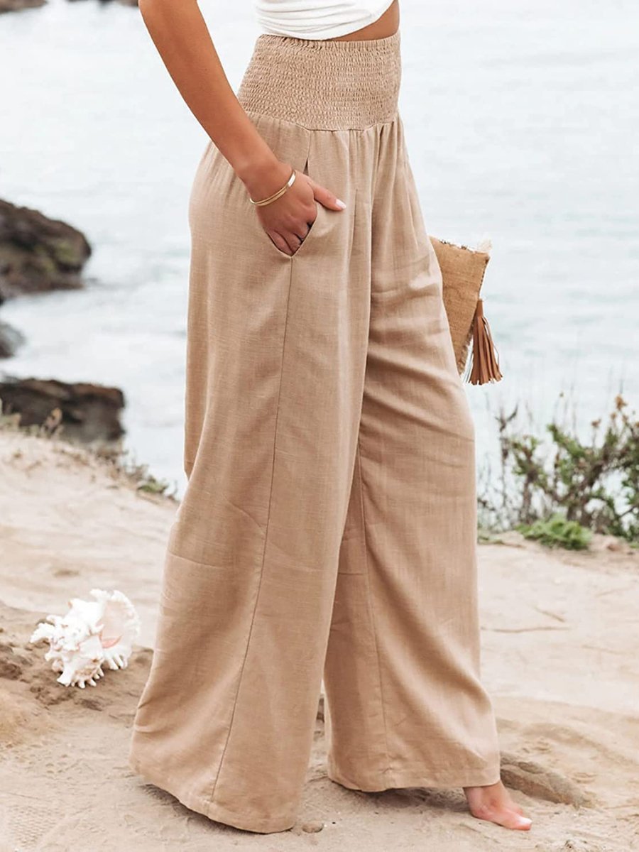 High Waist Wide Leg Linen Trousers