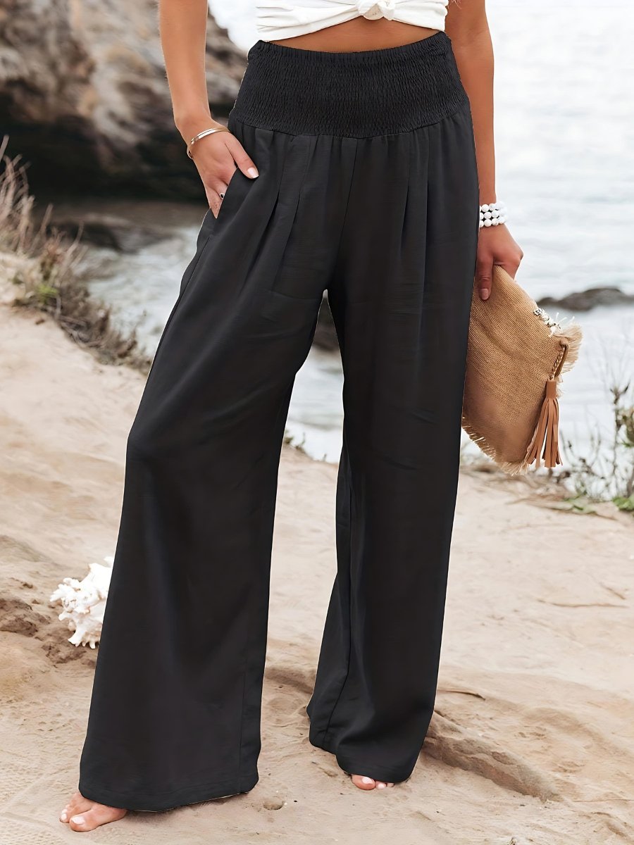 High Waist Wide Leg Linen Trousers