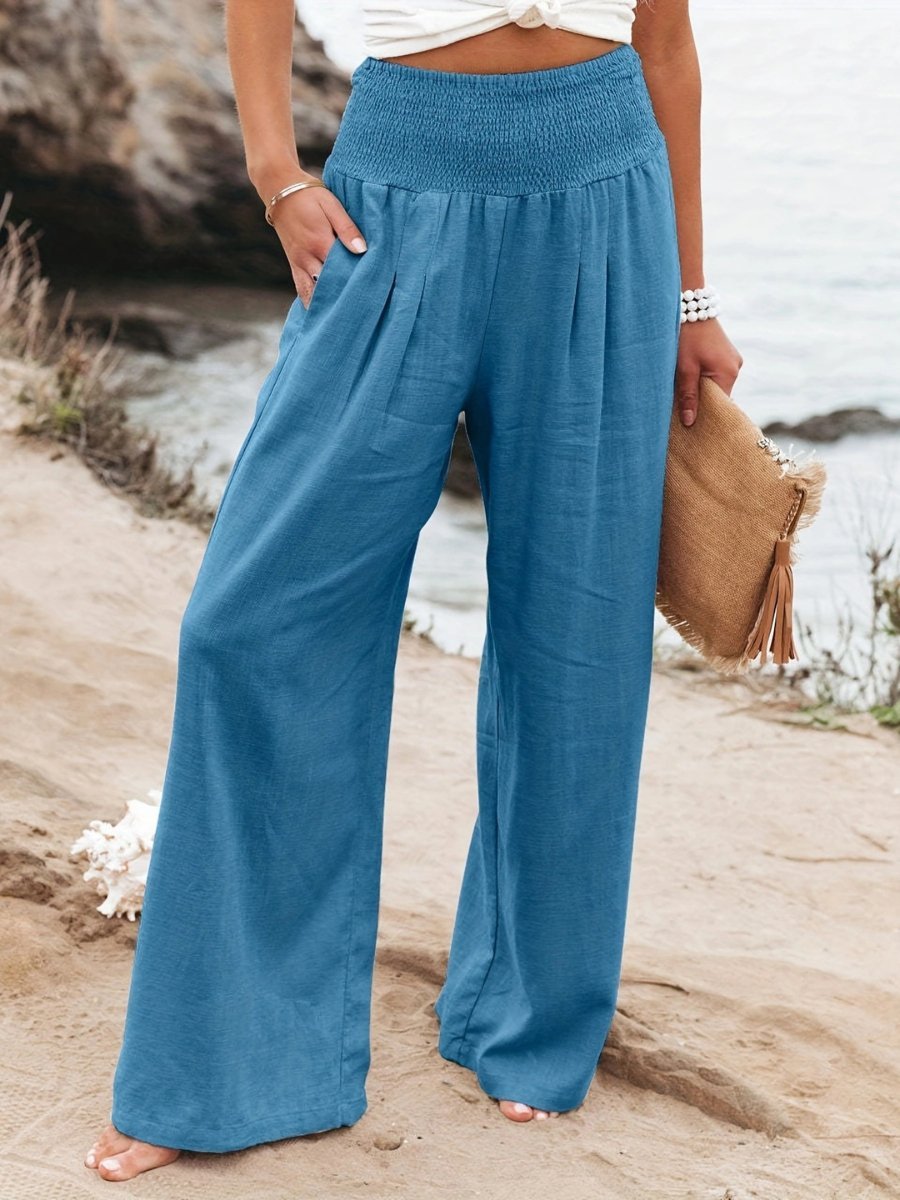 High Waist Wide Leg Linen Trousers