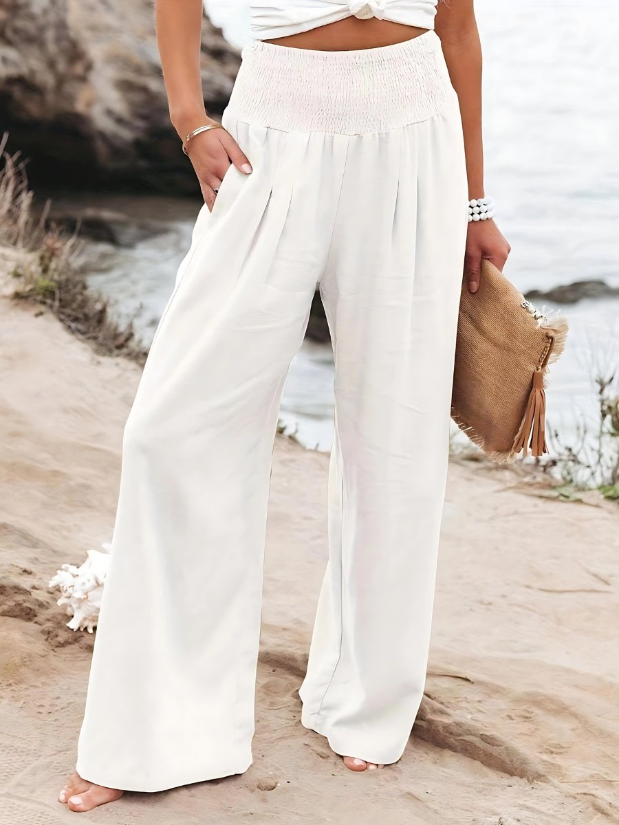 High Waist Wide Leg Linen Trousers