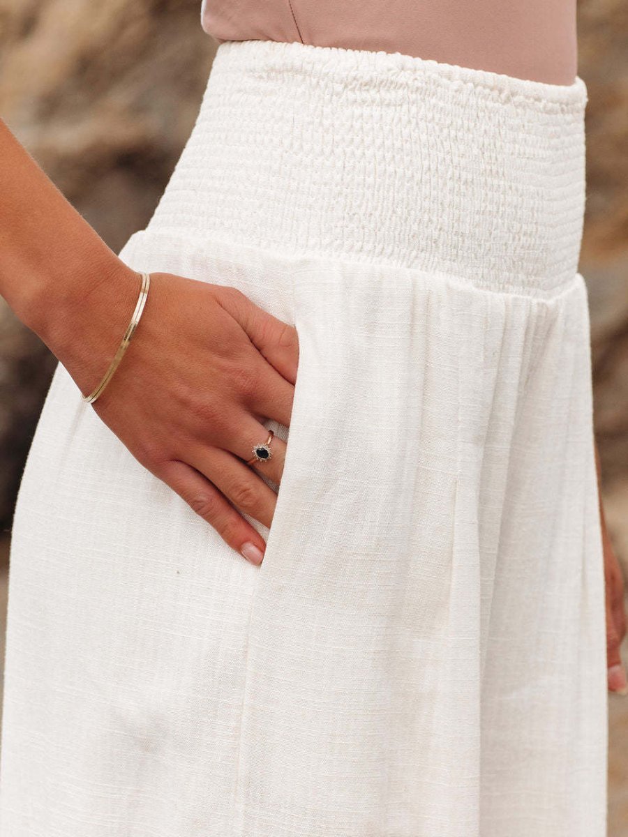High Waist Wide Leg Linen Trousers