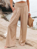 High Waist Wide Leg Linen Trousers