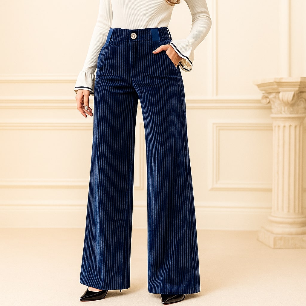 High Waist Wide Leg Corduroy Trousers