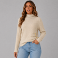Ribbed Roll Neck Button Detail Sweater
