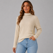 Ribbed Roll Neck Button Detail Sweater