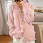 Classic Cable Knit Button Front Cardigan