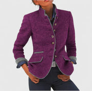 Elegant High Collar Long Sleeve Cardigan