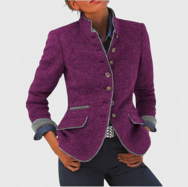 Elegant High Collar Long Sleeve Cardigan