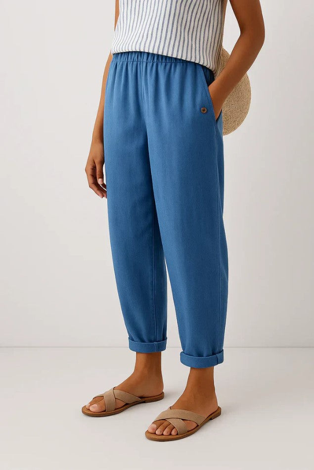 Straight Leg Elastic Waist Trousers