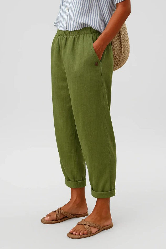 Straight Leg Elastic Waist Trousers