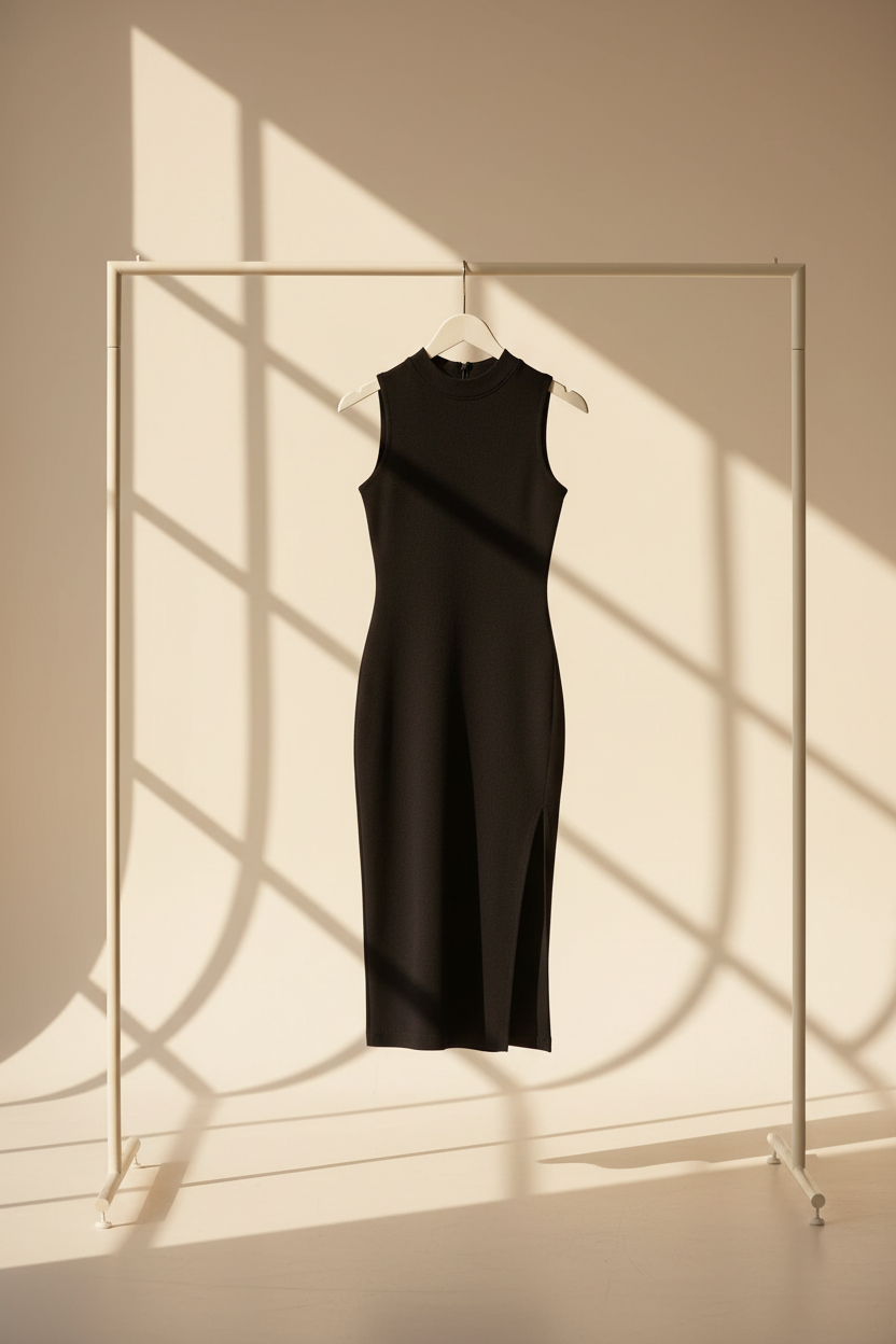 Mock Neck Bodycon Midi Dress