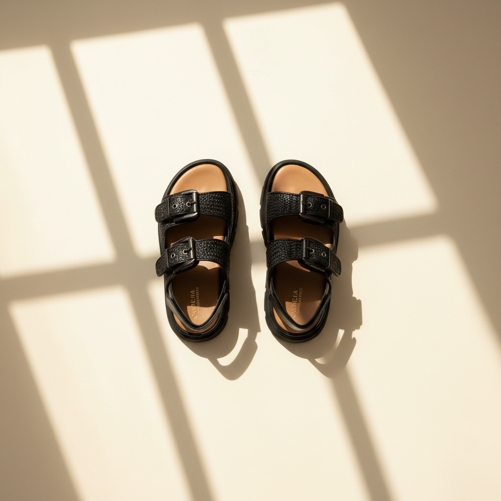 Double Buckle Footbed Sandals