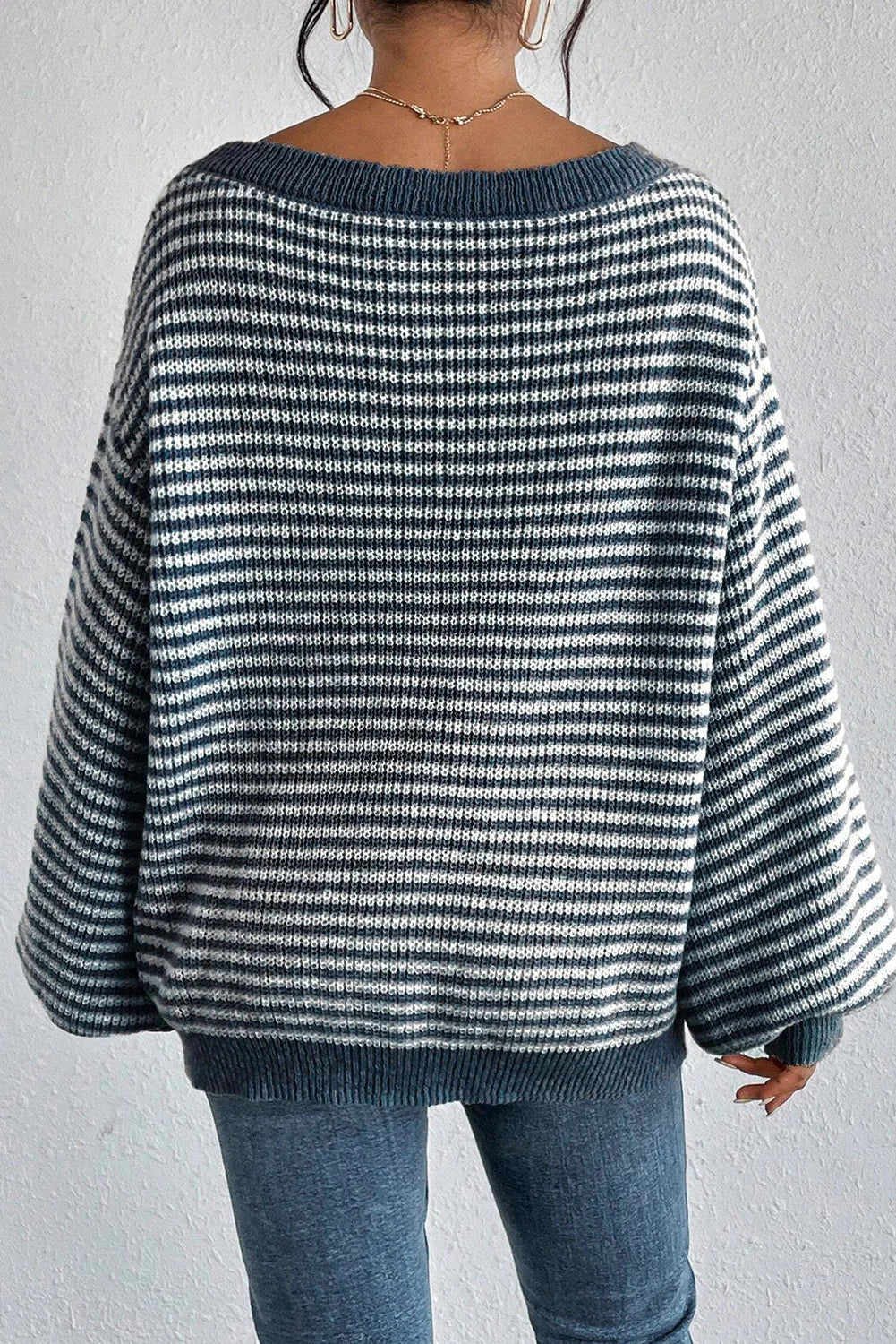 Striped Off Shoulder Knit Sweater