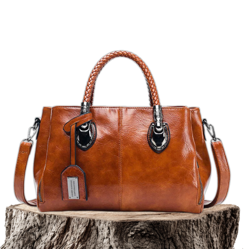 Women's Structured Tote Bag with Braided Handles