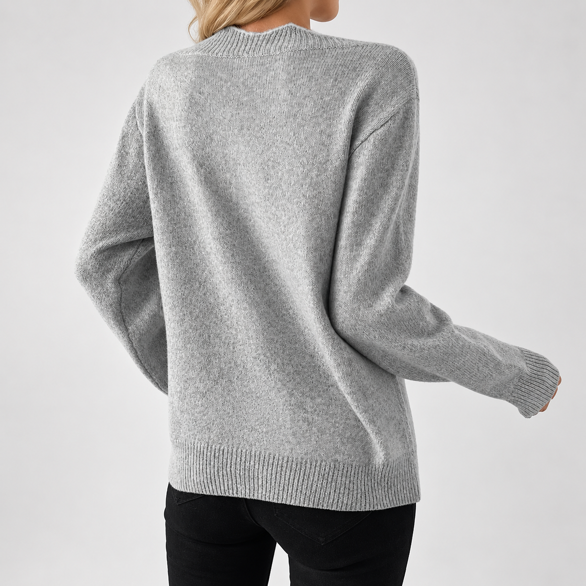 Women’s V-Neck Sweater Oversized Knitted Jumper with Bow Print