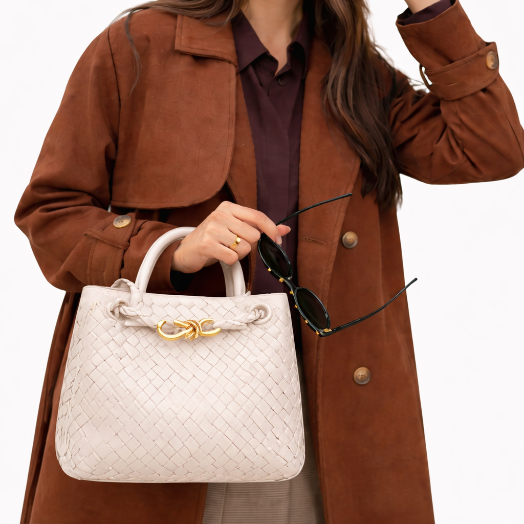 Woven Vegan Leather Tote Bag