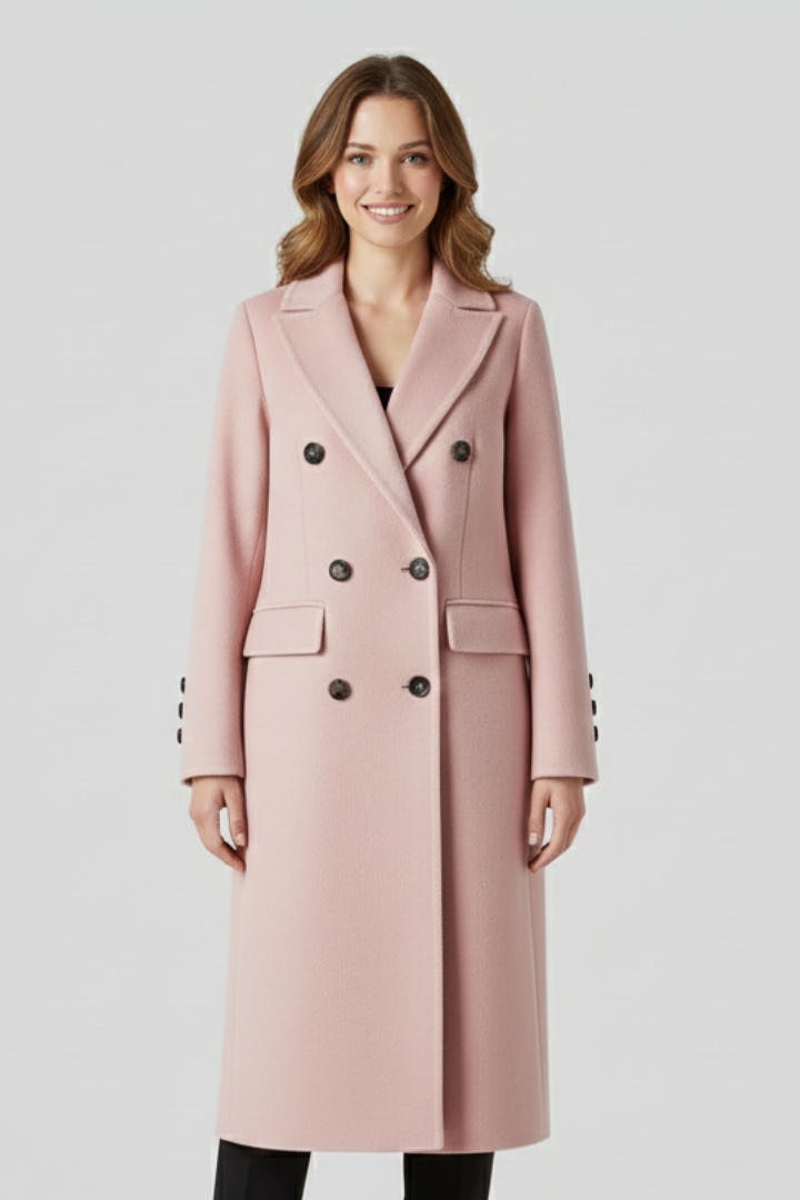 Double Breasted Lapel Long Coat