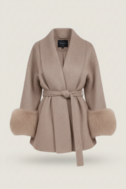 Belted Faux Fur Full Length Coat