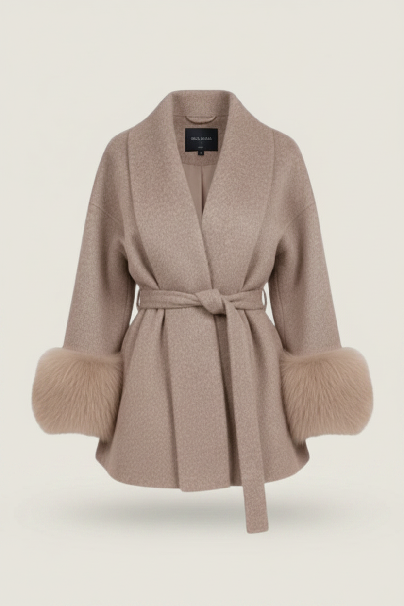 Belted Faux Fur Full Length Coat
