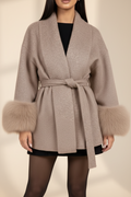 Belted Faux Fur Full Length Coat
