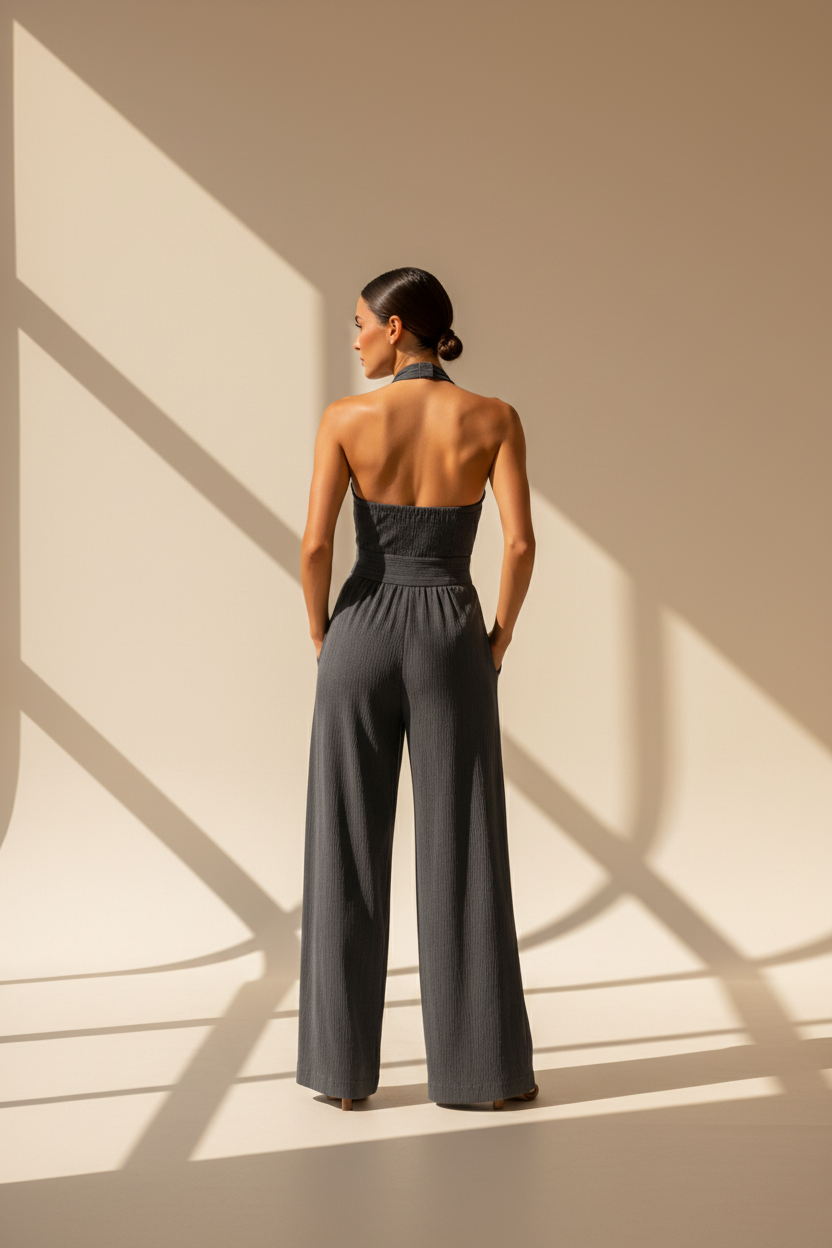 Halter Neck Wide Leg Jumpsuit