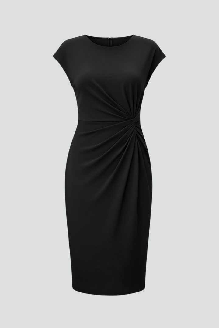 Gathered Waist Knee Length Dress