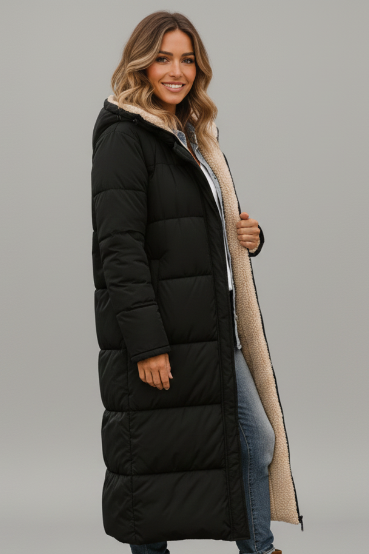 Long Hooded Quilted Puffer Coat