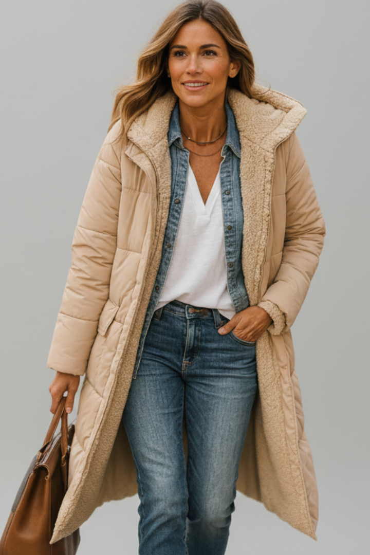 Long Hooded Quilted Puffer Coat