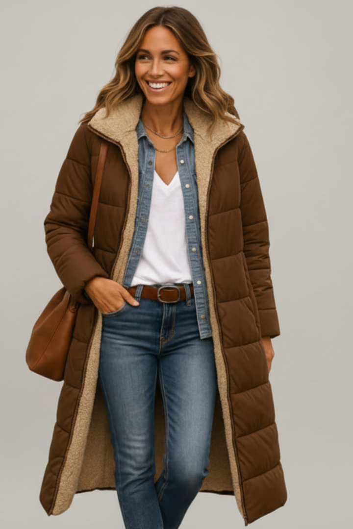 Long Hooded Quilted Puffer Coat