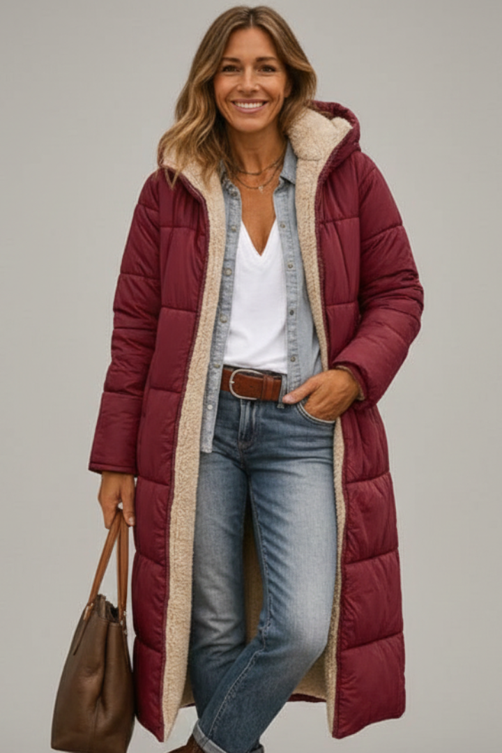 Long Hooded Quilted Puffer Coat
