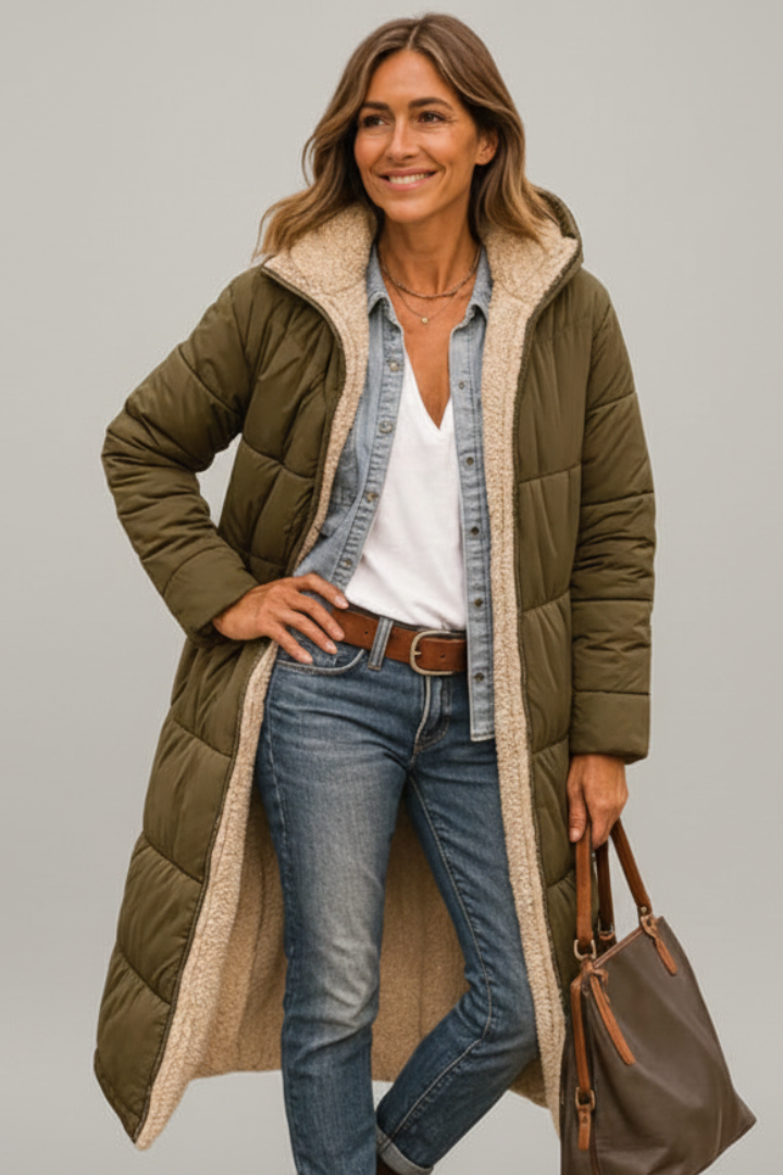 Long Hooded Quilted Puffer Coat