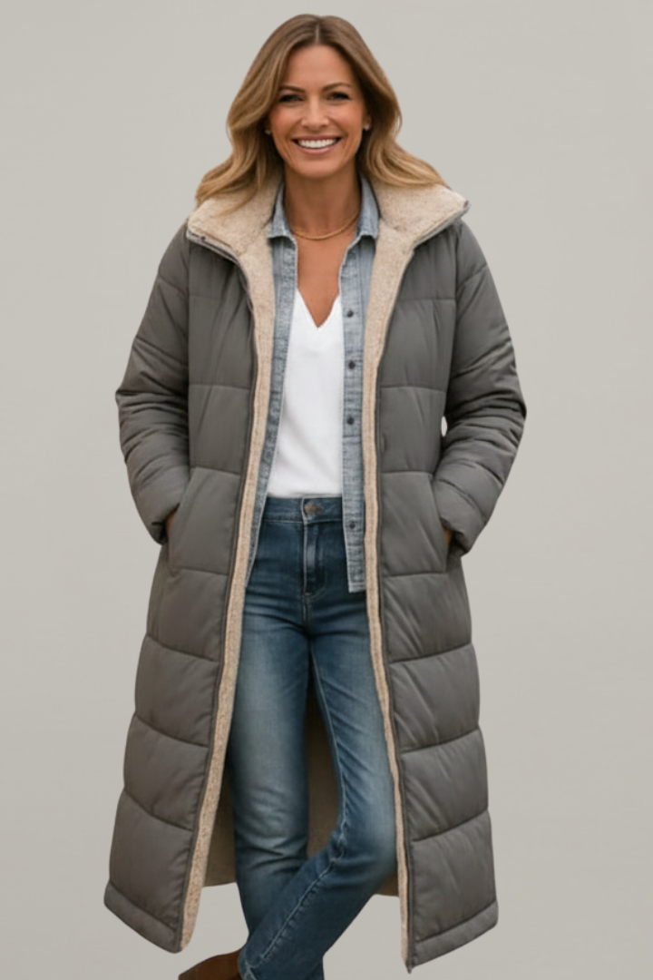 Long Hooded Quilted Puffer Coat